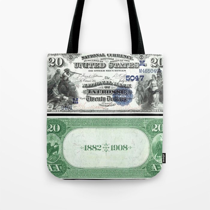 1882 Issue U.S. Federal Reserve Twenty Dollar Battle of Lexington Bank Note Tote Bag
