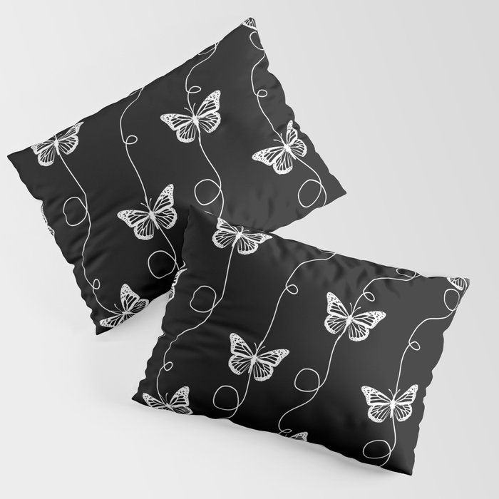 Black and White Butterfly Pattern Pillow Sham