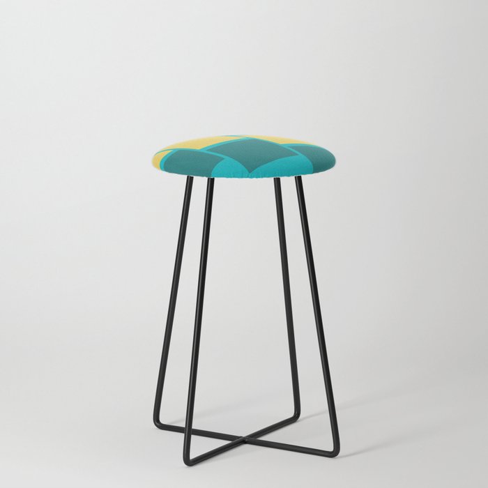 Diagonal cubes | green and teal colour Counter Stool