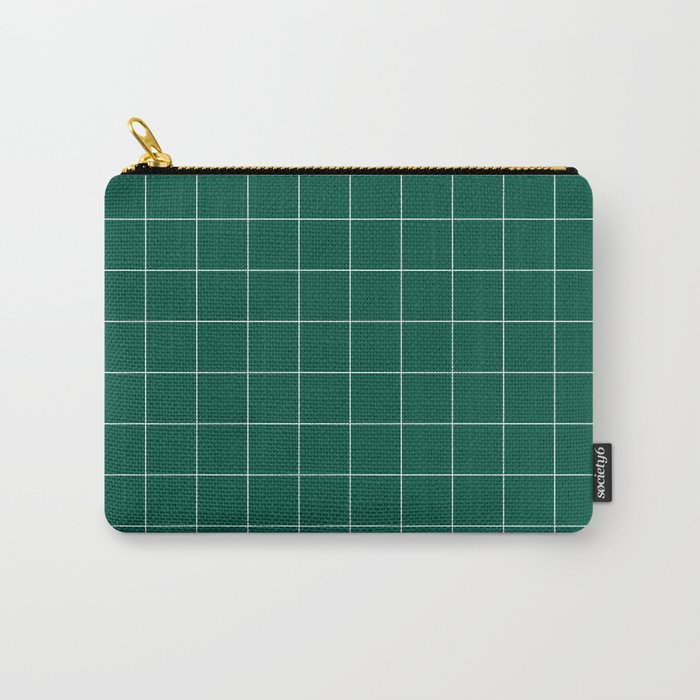 Windowpane Check Grid (white/emerald green) Carry-All Pouch