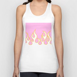 Fire - Colorful Retro Vintage Flame Art Design Pattern in Pink and Yellow Unisex Tank Top