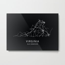 Virginia State Road Map Metal Print