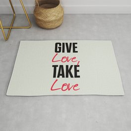 Give love, take love, tyopgraphy illustration, gift for her, people in love, be my Valentine, Romant Rug