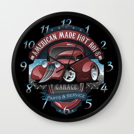 American Hot Rods Garage Vintage Car Sign Cartoon Wall Clock