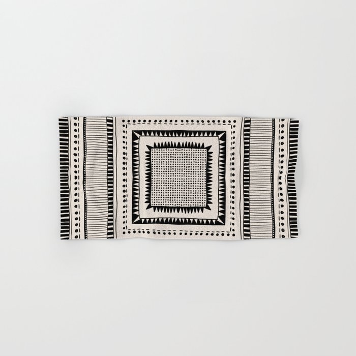Black & White Symmetrical Pattern #2 Hand & Bath Towel
