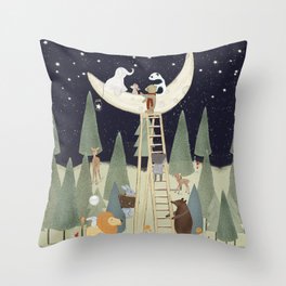 the moon forest Throw Pillow