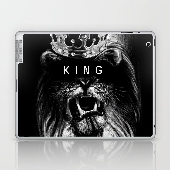 Lion, Lionart, King, Animal, Black, Minimal, Interior, Black White,Wall art, Art Print,Trendy decor Laptop & iPad Skin