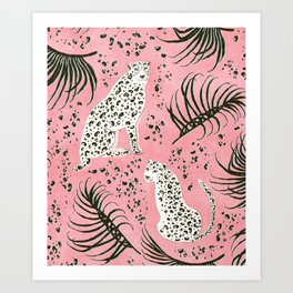 Snow Leopard Hot Pink Art Print