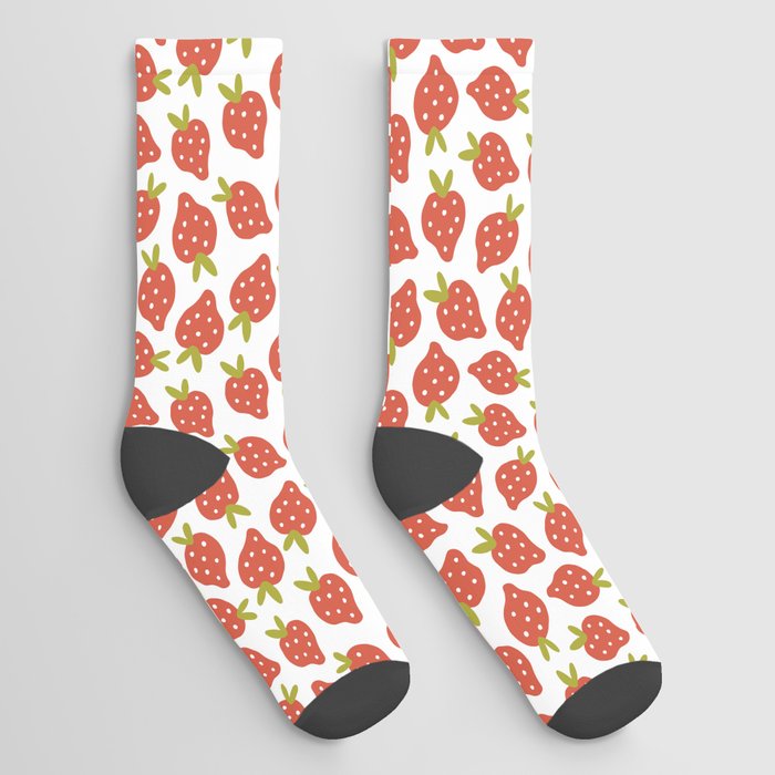 Sweet Strawberries Pattern Socks