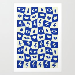 Heartbreak checker pattern # blue Art Print