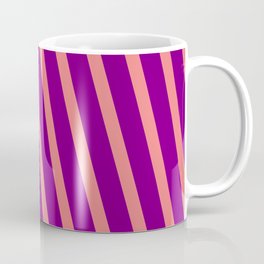 [ Thumbnail: Light Coral and Purple Colored Lined Pattern Coffee Mug ]