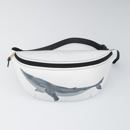 gray blue whale in digital watercolor painting Fanny Pack