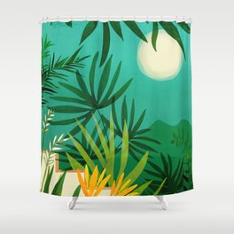 Exotic Garden Nightscape Tropics Shower Curtain