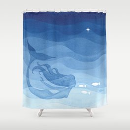 Mermaid, watercolor, blue, fish Shower Curtain