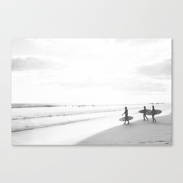 BW Surfer, Ocean Surf, California Dream, Beach Decor, Wave Surfers, Ocean Shore Canvas Print