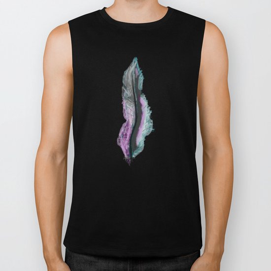 Purple and Blue Feather Watercolor Biker Tank