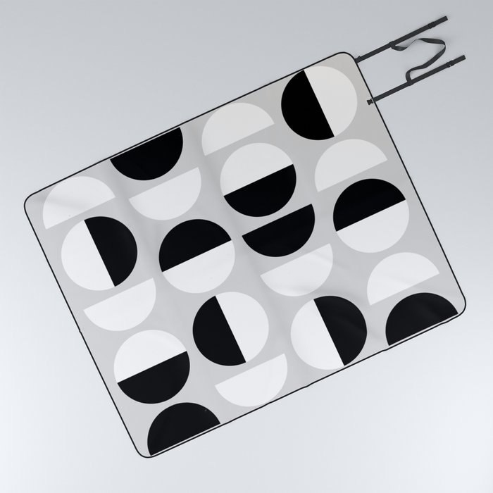 Abstraction_BLACK_WHITE_SHAPE_MOUNTAINS_PATTERN_POP_ART_0629A Picnic Blanket