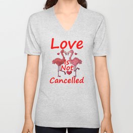 Love Is Not Cancelled Flamingos Valentines Day Lovers Gift Unisex V-Neck