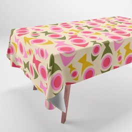 Geometric Fish Pattern - Red, Pink, Yellow, Olive Tablecloth