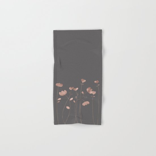 Rosegold pink flowers- floral design- Flower Hand & Bath Towel
