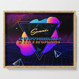 Neon synthwave horizon #1 Serving Tray