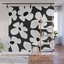 quirky balck and white minimalist flowers Wall Mural