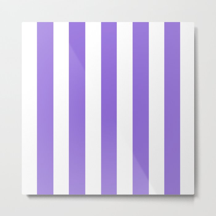 Medium purple - solid color - white vertical lines pattern Metal Print