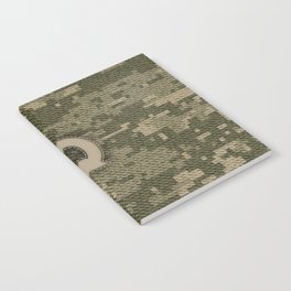 Personalized Q Letter on Green Military Camouflage Army Design, Veterans Day Gift / Valentine Gift / Military Anniversary Gift / Army Birthday Gift  Notebook