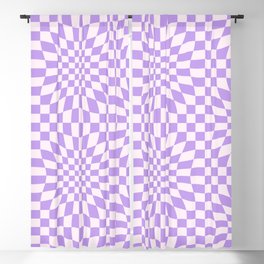 Warped Checkerboard Print - Purple Blackout Curtain