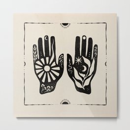 Magic Hands | Digital Blockprint | Reiki Spiritual Healing Etnic Art Print Metal Print