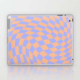 Pastel blue and orange swirl checker Laptop Skin