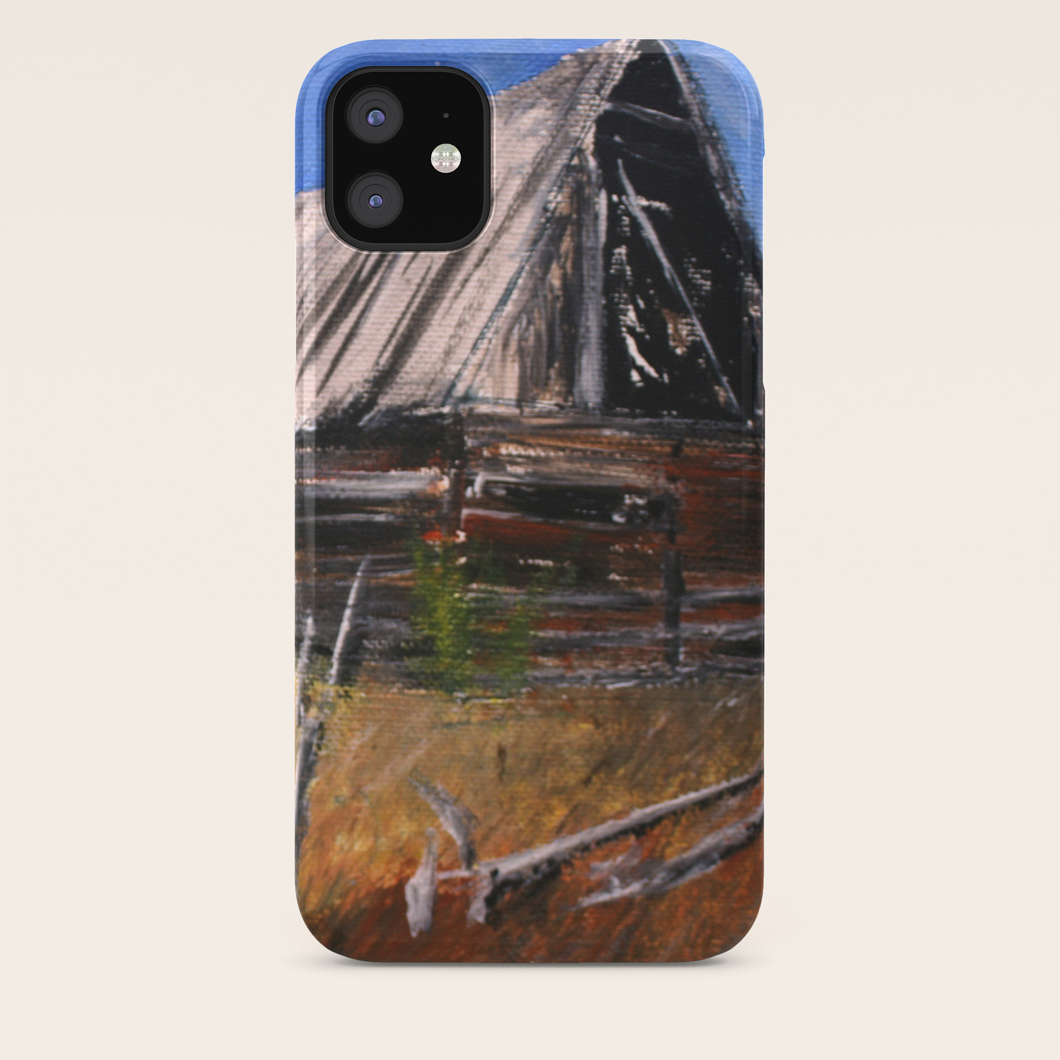 Old Barn New Mexico Desert Contemporary Acrylic Painting Iphone