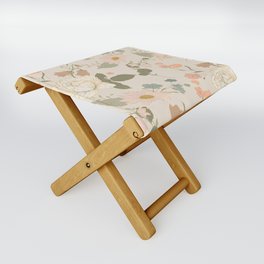 Boho Floral Hand Drawn Art Line Drawings Gold - Cashmere Folding Stool