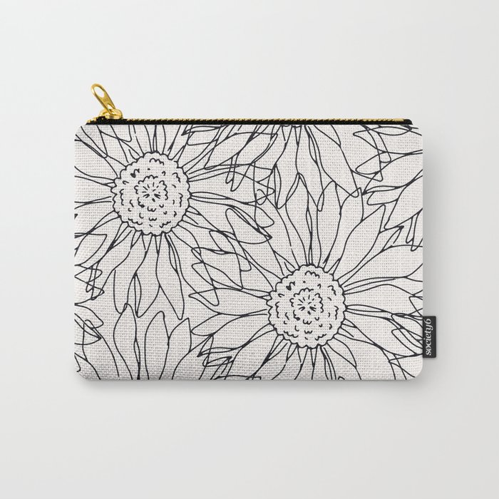 Black And White Sunflowers Carry-All Pouch