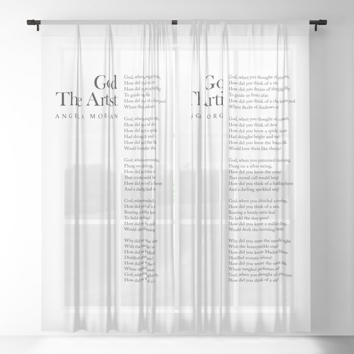 God The Artist - Angela Morgan Poem - Literature - Typography Print 1 Sheer Curtain