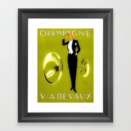 Vintage Champagne Yellow Paris, Jazz Age Roaring Twenties Advertisement Poster Framed Art Print