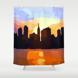 Midtown Manhattan Summer Sunset Shower Curtain