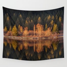 Sunny reflection tress and Framed Art Print Wall Tapestry