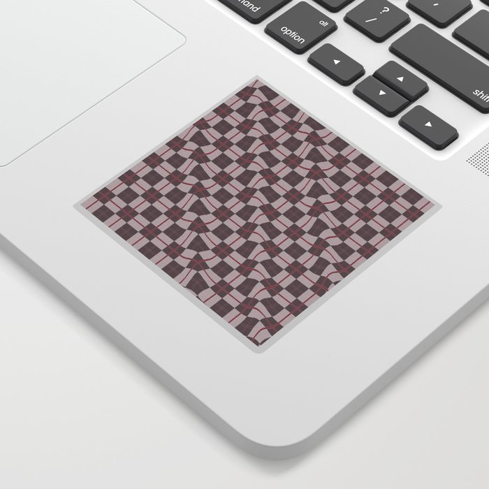 Warped Checkerboard Grid Illustration Red Brown Sticker