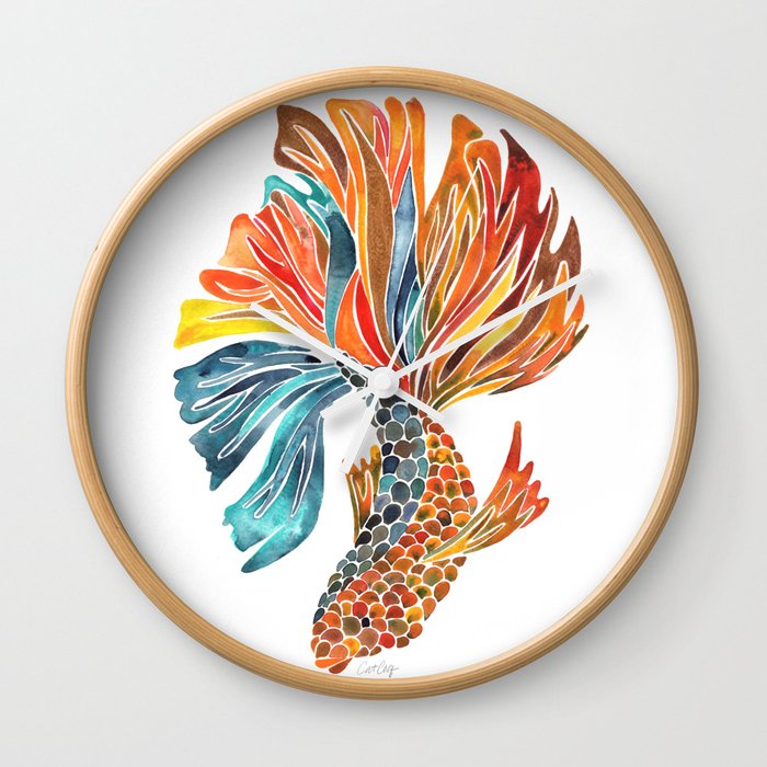 Siamese Fighting Fish – Orange & Blue Wall Clock