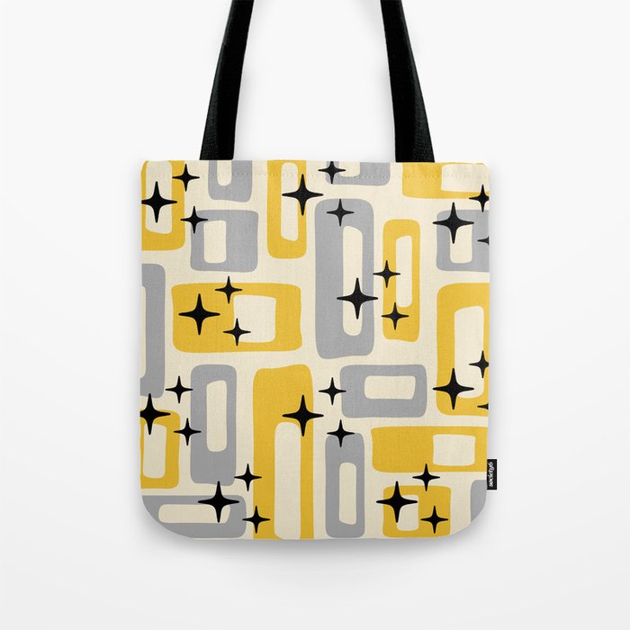 Retro Mid Century Modern Abstract Pattern 226 Yellow and Gray Tote Bag