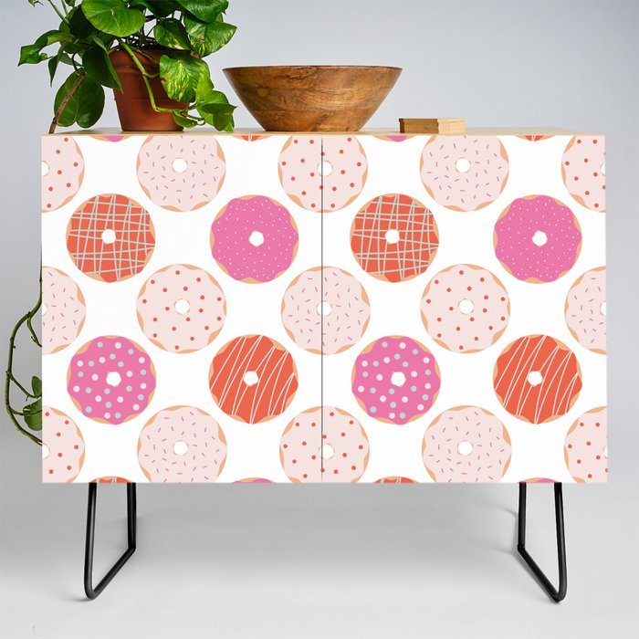 Donuts Pattern - Pink & Orange Credenza