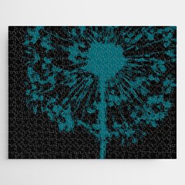 Fancy Dandelion II teal and black Jigsaw Puzzle