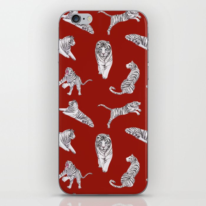 Water Tigers New Year Pattern on Christmas Red iPhone Skin