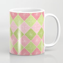 Pink Green Atomic Age Starburst Check Mug