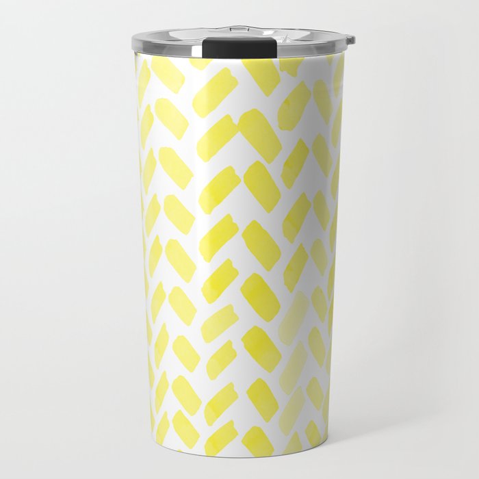 Cute watercolor knitting pattern - yellow lemon Travel Mug