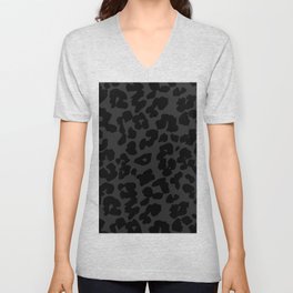 Black Leopard Print Pattern V Neck T Shirt