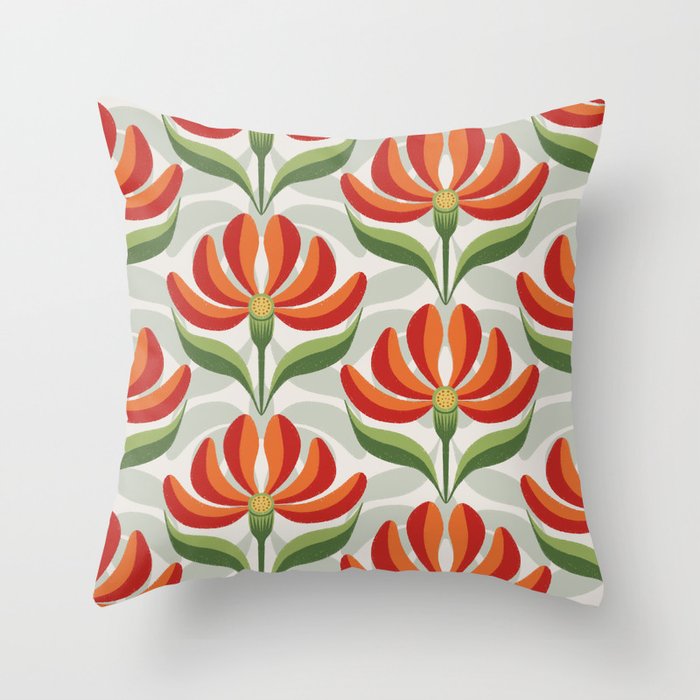 Flower Market Rome Red Floral  Throw Pillow