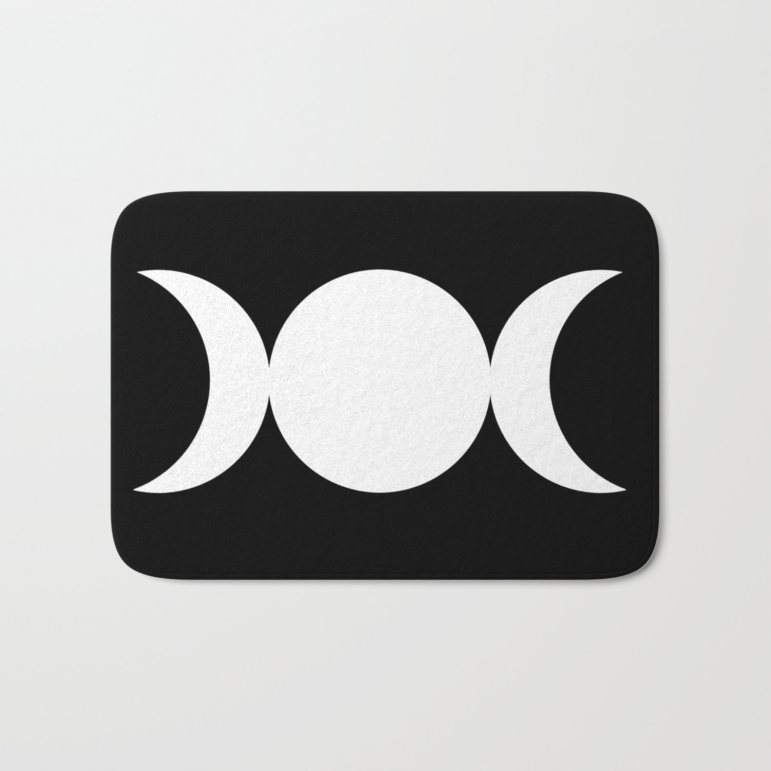 Triple Goddess Symbol Divine Feminine Maiden Mother Crone White On Black Bath Mat By Nicolette Neish Society6