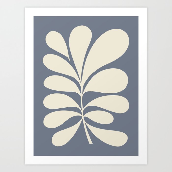 Maxi Botanical Beige on Blue - Set 3.2 Art Print
